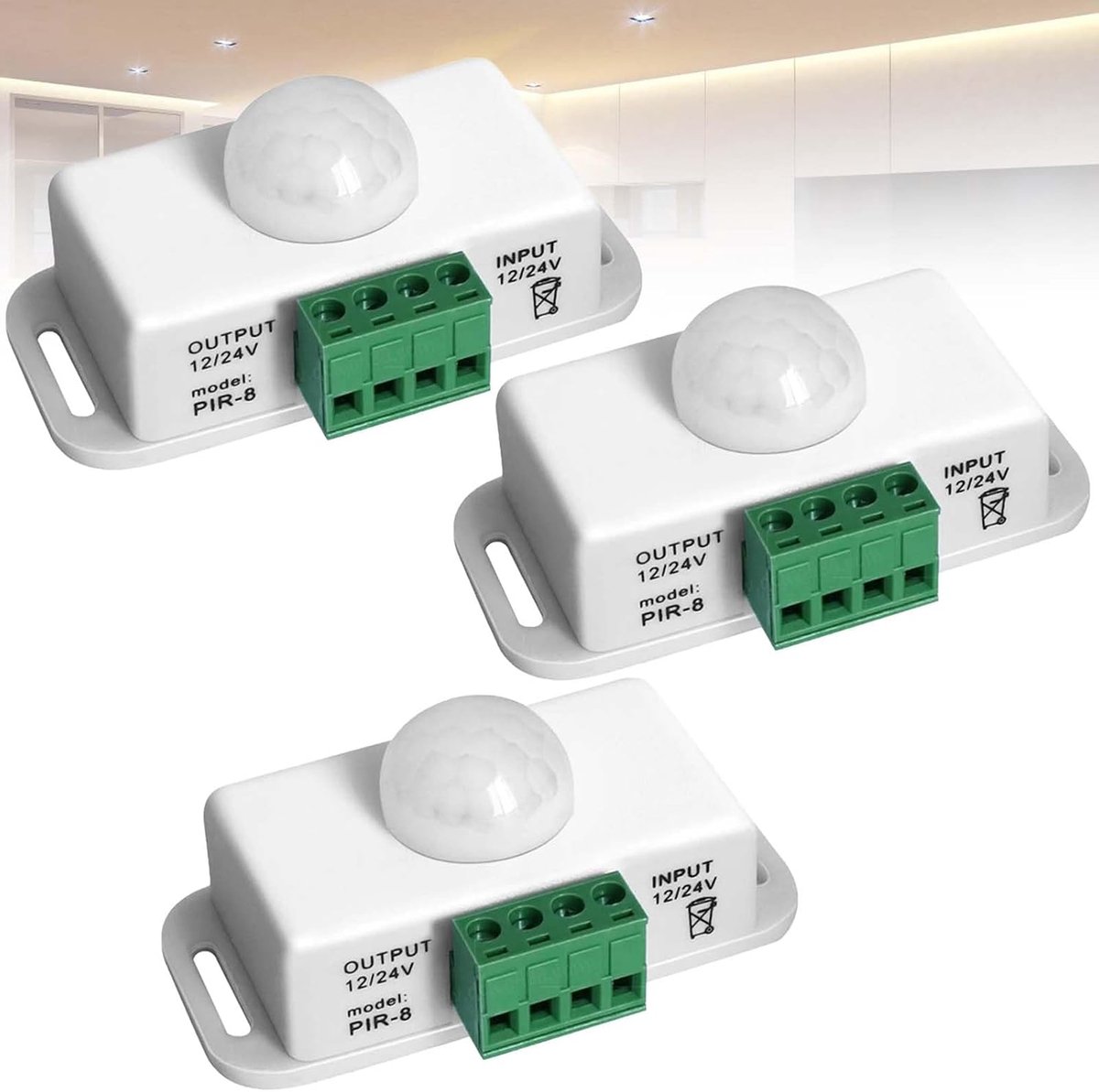 Bewegingssensor switch - 3pcs body infrarood PIR sensor - 12V/24V - automatische verlichting voor LED-strips - SnelShoppen