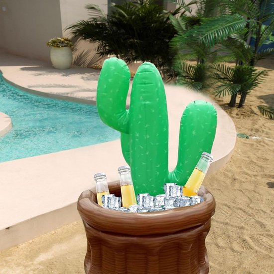 Opblaasbare Cactus Ijskoelbak (75cm Hoog) - Tropische Koelbox voor Drankjes en Snacks, Perfect voor Zomerfeestjes, BBQ en Strand — afbeelding 2