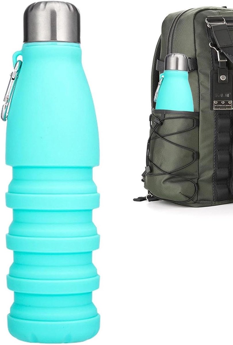 Uitschuifbare Waterfles - Opvouwbare Fles - Sport en Reizen - Lekvrij Ontwerp - 550 milliliter - Blauw