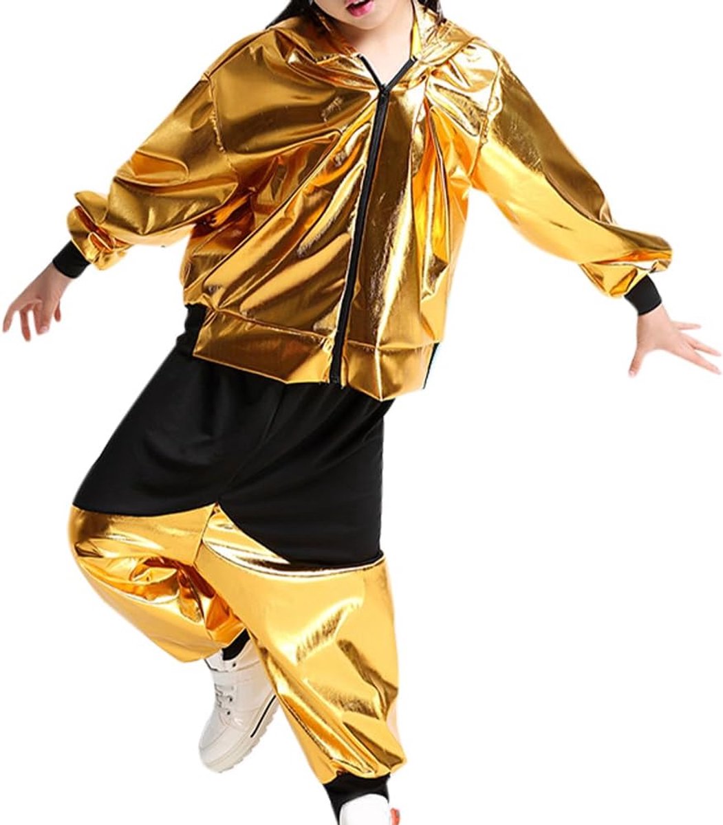 Kindercostuumsets hip hop danskleding - 2-delig met pailletten - moderne jazz outfit - perfect voor streetdance - SnelShoppen