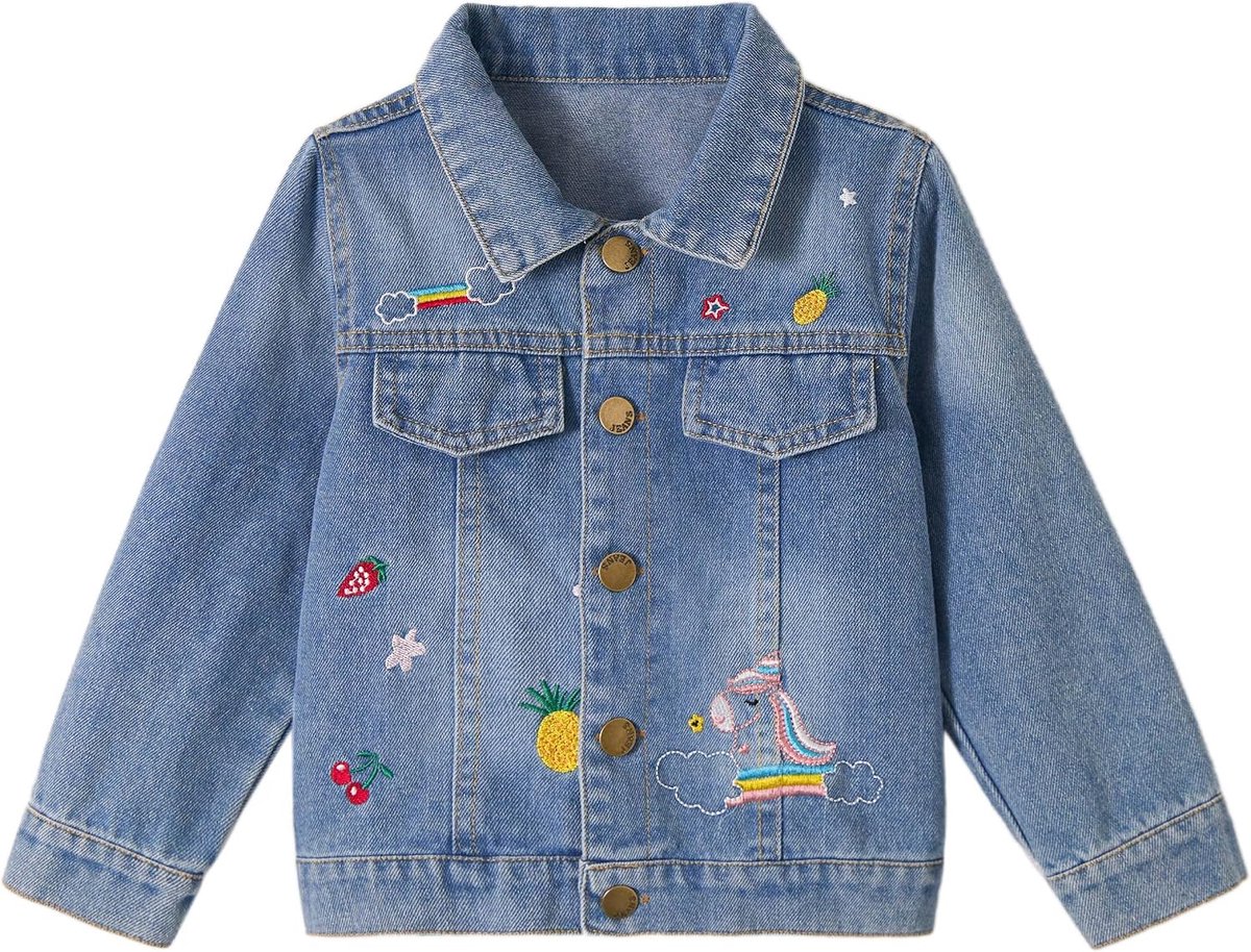 Denimjasje meisjes - Sequins patchwork - Knoopsluiting - Trendy en comfortabel voor kinderen - SnelShoppen