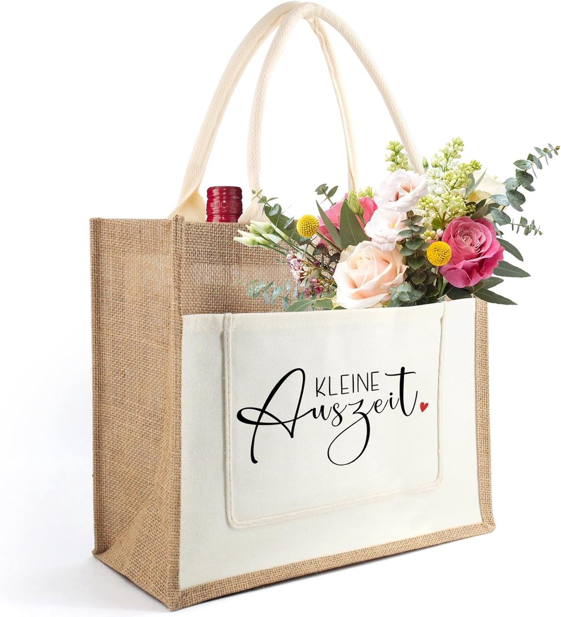 Jute tas voor vrouwen - kleine maat - met opdruk - ideaal voor boodschappen - SnelShoppen