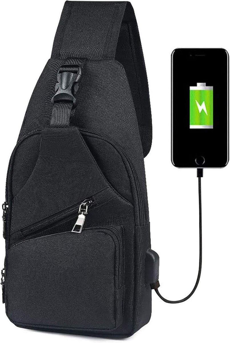 Sling Bag - Lichtgewicht schoudertas - Met USB oplaadpoort - Ideaal voor wandelen en fietsen - SnelShoppen