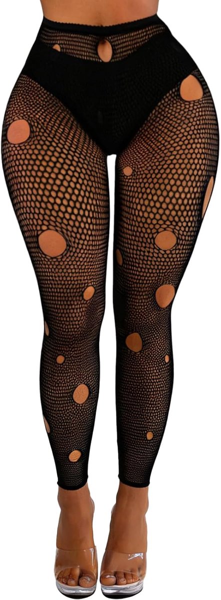 Visnet pantybroek gestreept - elastische hoge taille - sexy clubwear - perfect voor een avondje uit - SnelShoppen