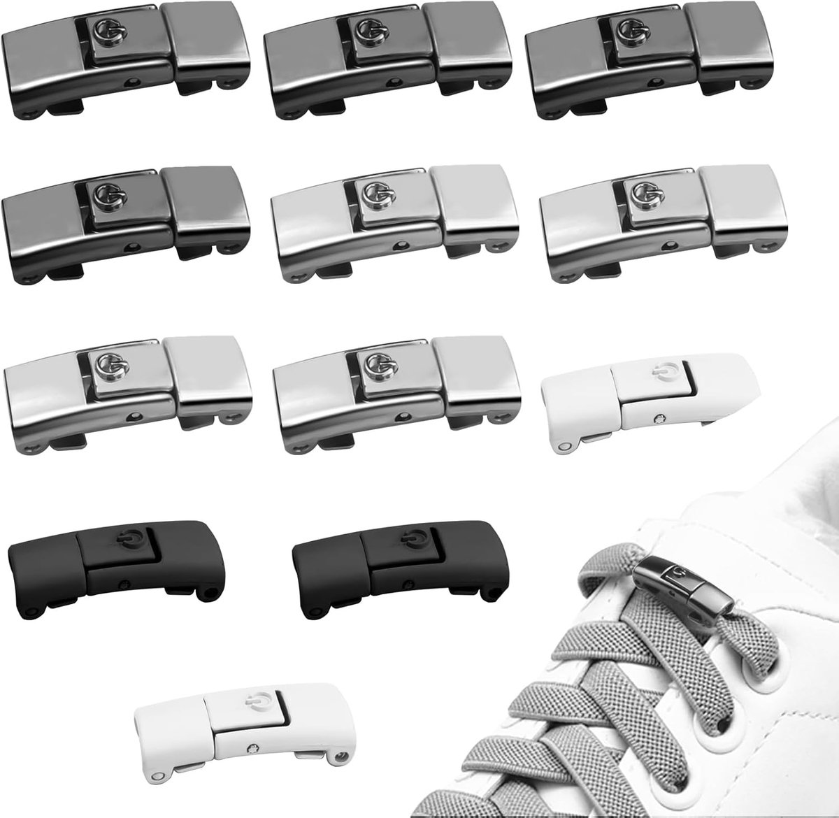 schoenen veters 12 stuks 4 kleuren - snelle sluiting - voor sneakers en casual schoenen - SnelShoppen