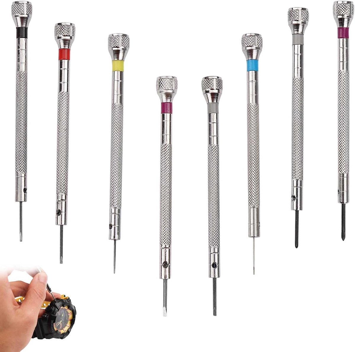 Horloge schroevendraaier set 8-delig - precisie voor klokken en sieraden - ideaal voor horloge reparatie - SnelShoppen