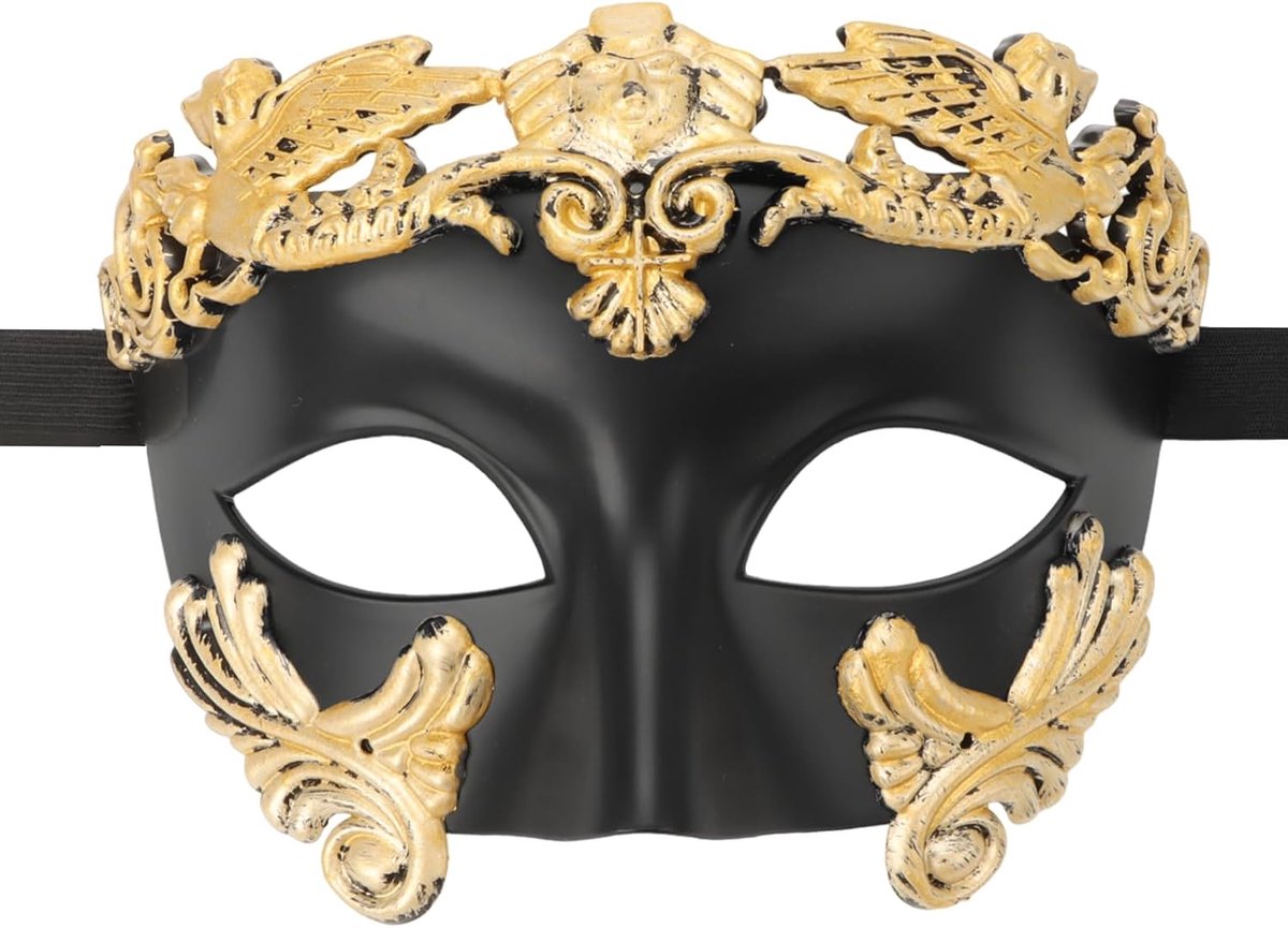 Masker voor heren - Romeins zwart en goud - stijlvolle look - perfect voor carnaval - SnelShoppen