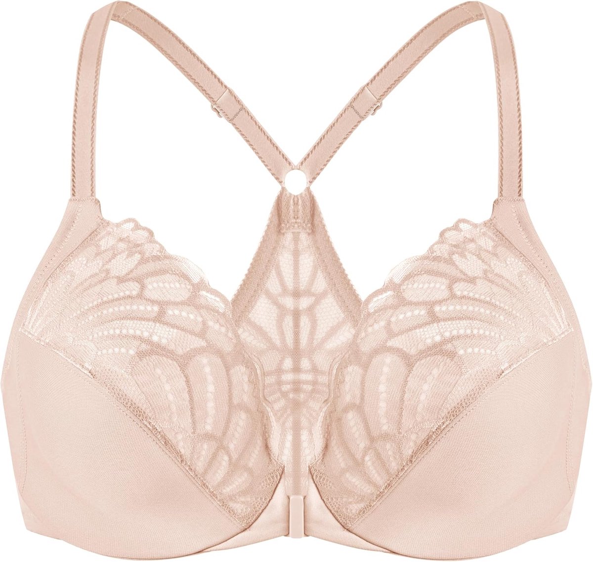 Dames Flora Kanten Ongewatteerde met Beugel Front-Sluiting Racerback BH