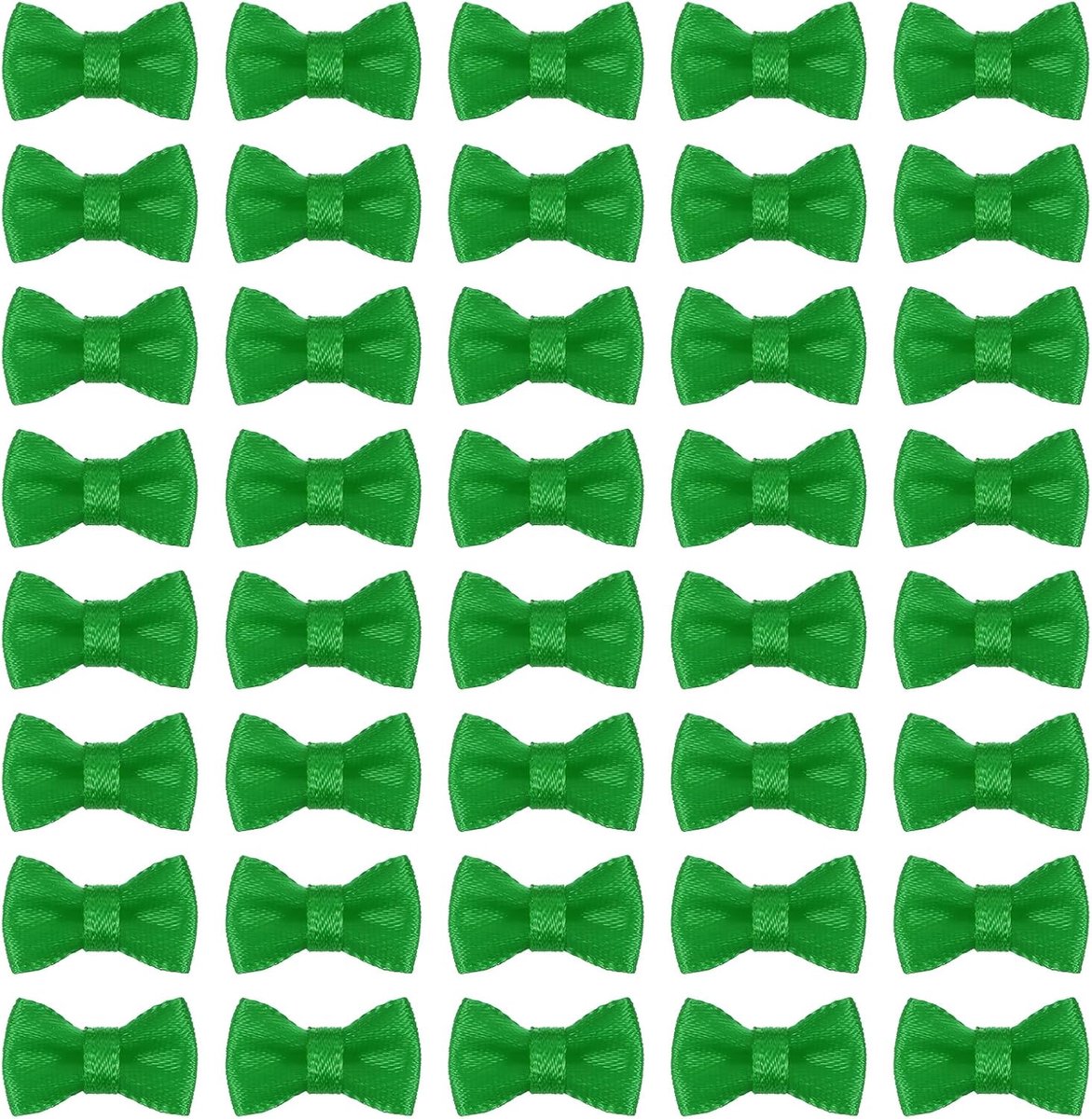 50 stuks mini-linten, 1,2 cm (0,8 inch), mini-zijden strik om te knutselen, naaien, bruiloft, verjaardag, feest, groen