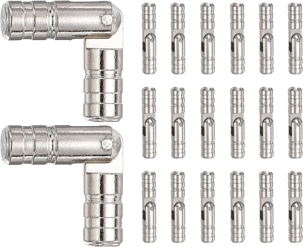 Scharnieren, 4 x 20 mm, scharnieren voor juwelenkistjes, verborgen messing cilinder, inklapbaar, voor muziekdozen van hout, kastdeuren, kleine projecten