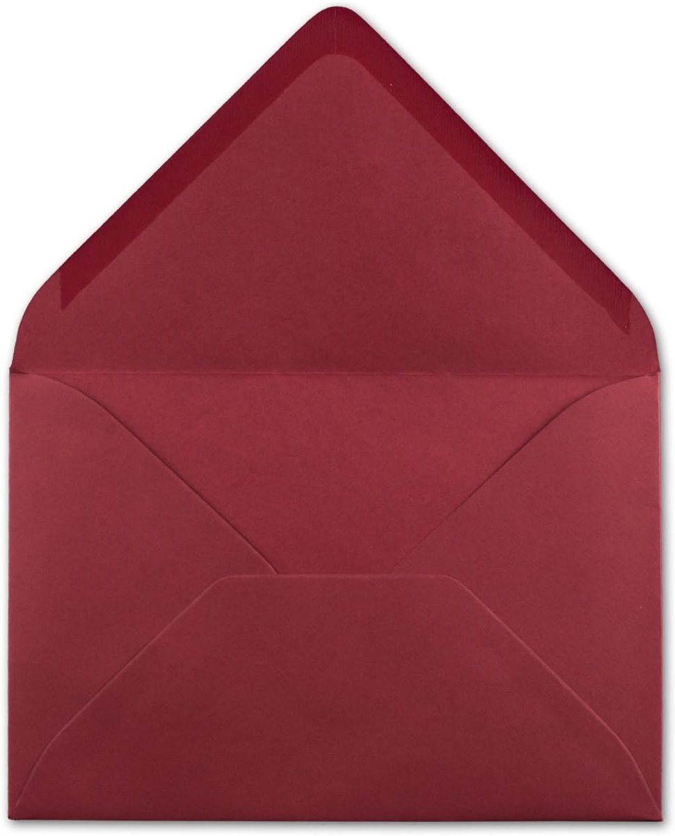 DIN C5 220 x 154 mm gekleurde enveloppen natte kleeflaag 25 Umschläge 14, donkerrood