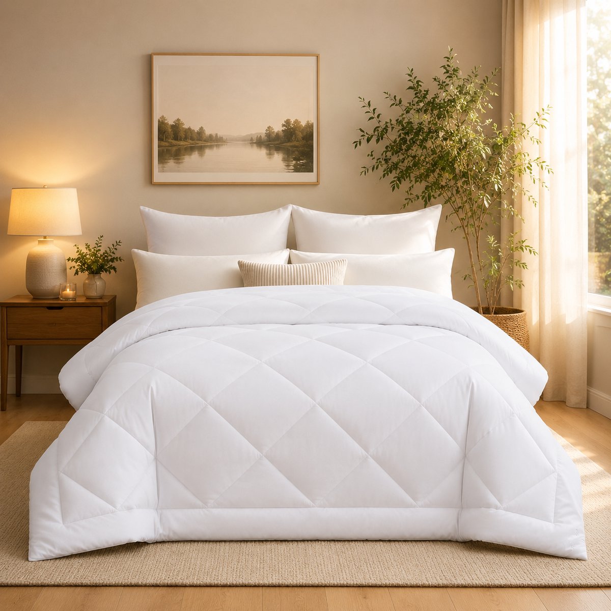Wavve 4-seizoenendekbed 220x240 cm – Microvezel, zacht en ademend – Wit