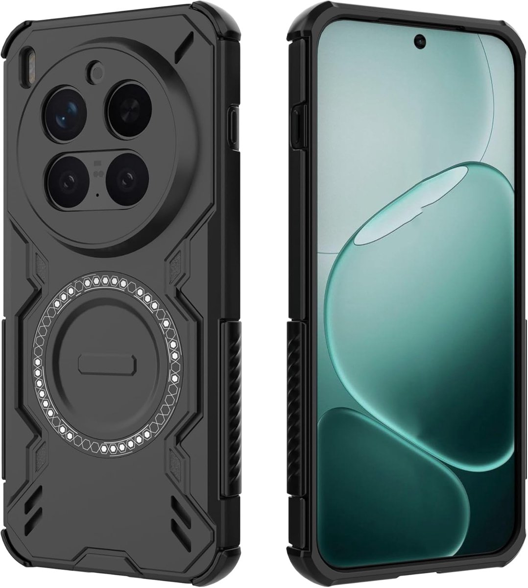 Hoesje voor vivo X300 Pro, Militair Schokbestendige Hardcase met Airbag-Hoeken, Warmteafvoer, TPU+PC Hybride, Zwart