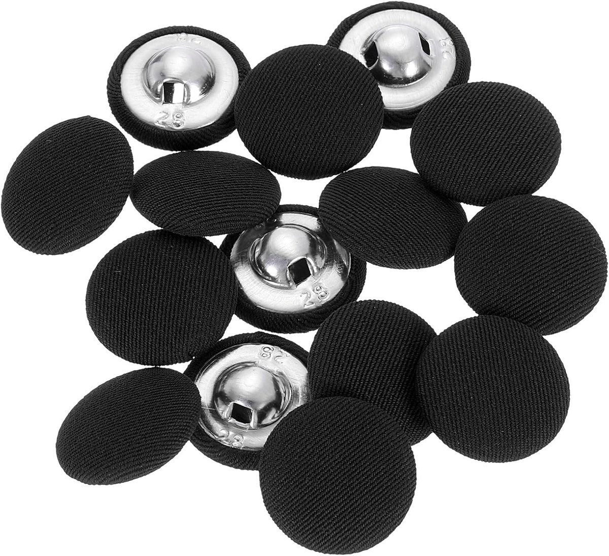 Knopen, 20 mm, 32 l, metalen steel, ronde naaiknopen voor mantel, jurk, trui, hoeden, knutselen, zwart