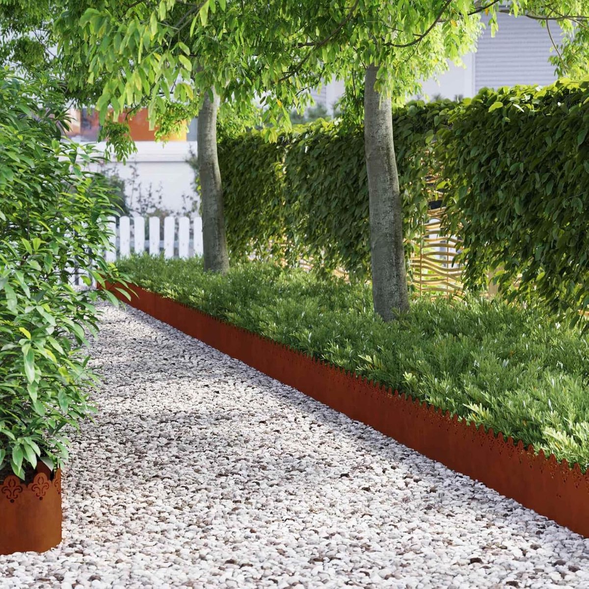 10 stuks, roestkleurige metalen rand van weerbestendig staal, 103 x 0,05 x 22 cm, voor gazon- en bloembedbegrenzing in de tuin, minimalistisch en robuust