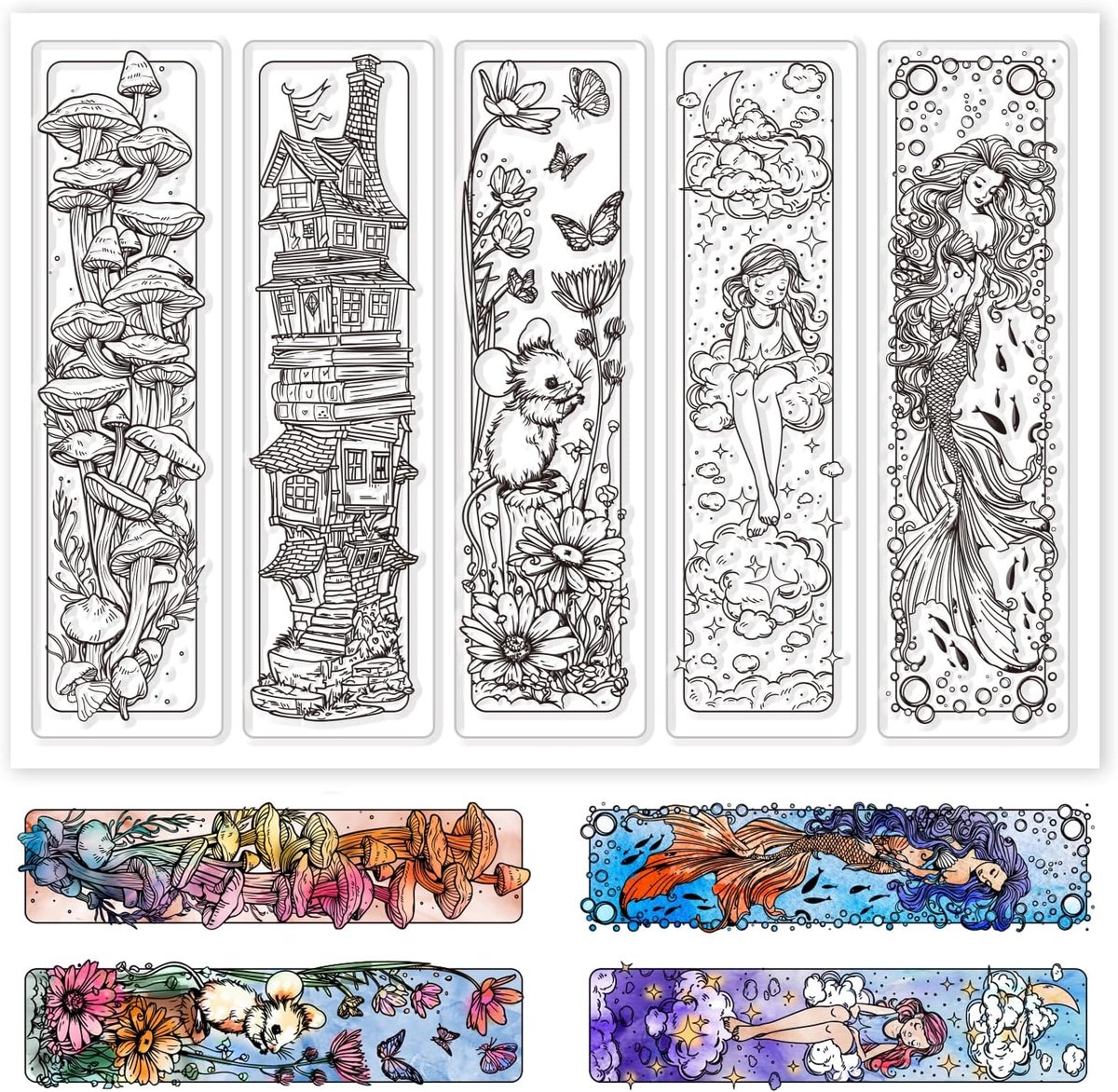 Fairytale Bladwijzers Clear Stempels Zeemeermin Paddestoel Bladwijzers Labels Clear Siliconen Stempel Seal voor DIY Scrapbooking Journal Album Craft
