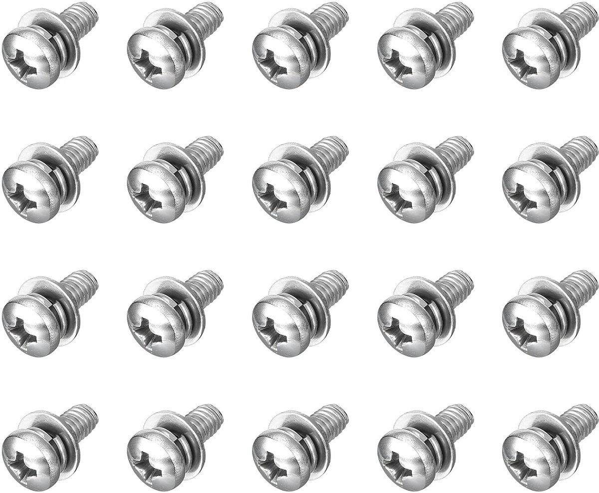 M4 x 10 mm 304 roestvrij staal Phillips Pan Head machineschroeven bouten gecombineerd met veerring en sluitringen 20 stuks
