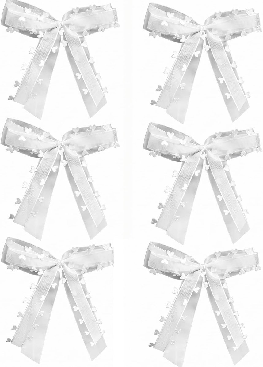 Strikken met hartjes, fladderende lint voor bruiloft, autodecoratie, feesten en evenementen. Ideaal voor elegante geschenkverpakkingen, creëren een romantische sfeer.