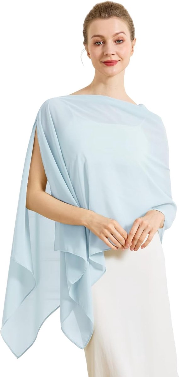 Dames chiffon sjaal elegante stola wrap poncho cape lichte sjaal voor bruid avondjurk bruiloft bruidsjurk felistch