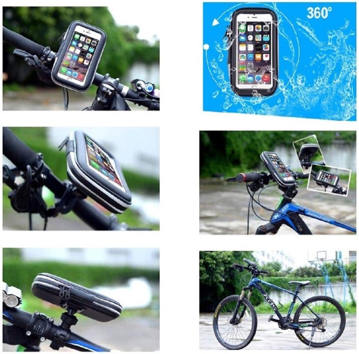 Reflecterende ondersteuning voor motorfiets fiets stuur en draaibare waterdichte 360 voor Tecno Mobile Camon cm (2018) - zwart