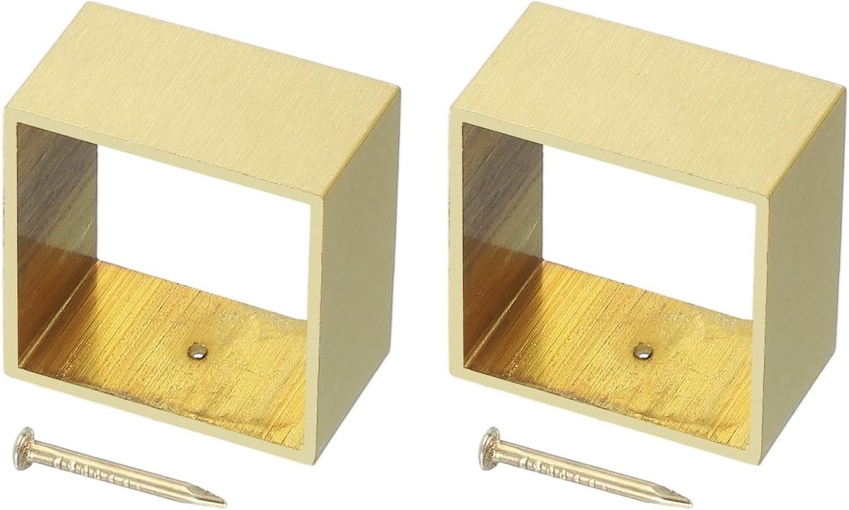 2 stuks messing voetenbeschermers voor meubels, 1,26 x 1,38 x 0,79 inch vierkante kussens voor meubelpoten, gouden vloerbescherming voor stoel, tafel, bank, bed