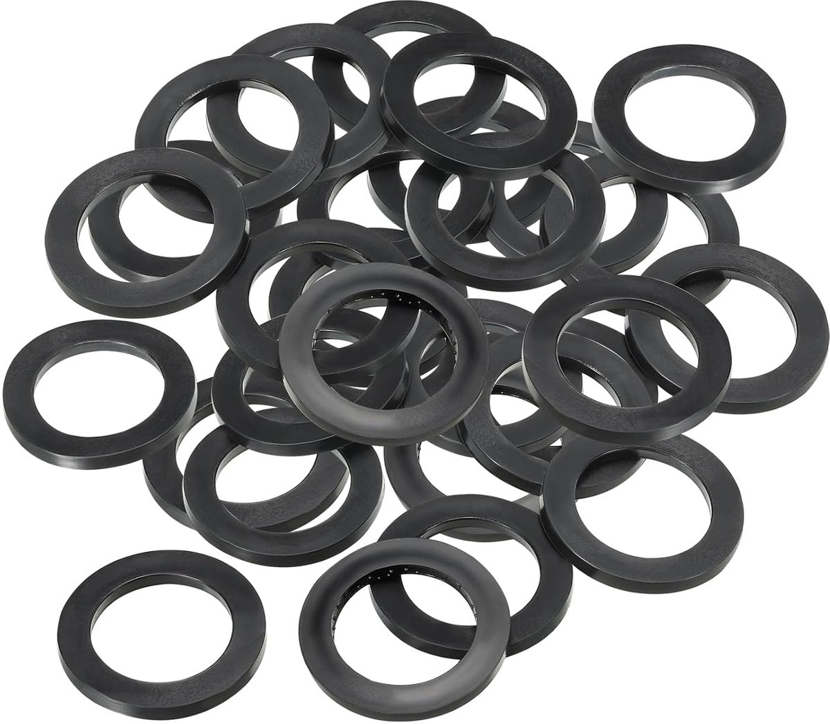 M32 Rubberen sluitringen, rubberen afdichting rond, 40 stuks, 32 mm ID 46 mm OD 4 mm dik, platte sluitringen, set, afdichtingsrubber voor kraanbuis, bevestigingsschroef, zwart