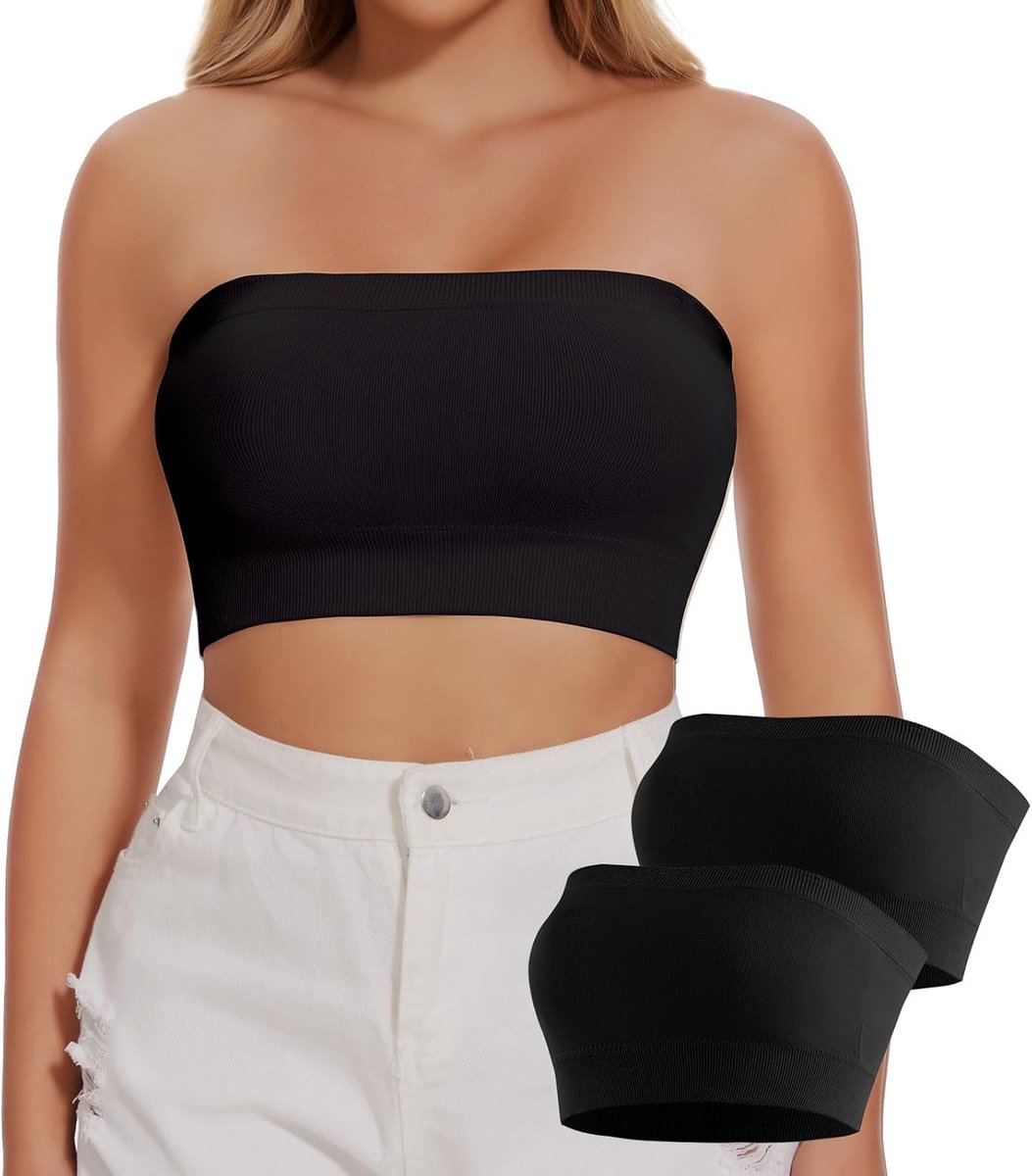Naadloze bandeau beha zonder beugel beha tube top push-up schoudervrij crop top bovendeel