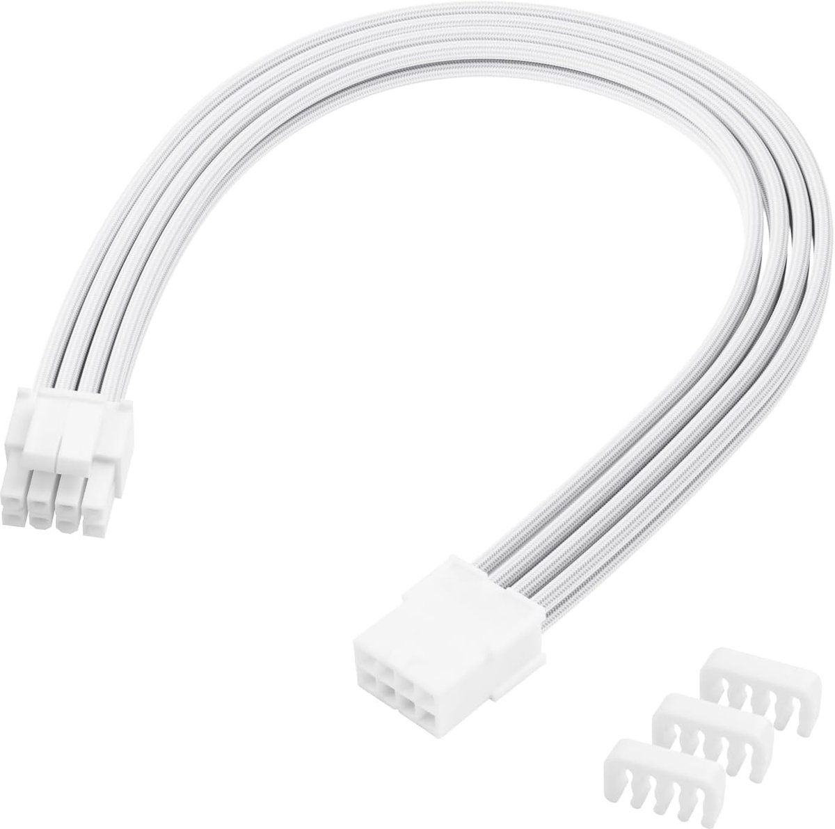 8-pins zachte nylon omhulde pc-kabel voor CPU-voeding 30cm 18AWG Split 4+4PIN ATX12V Moederbord CPU voedingskabel (wit)