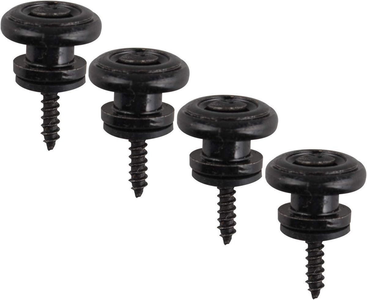 4 STKS Metalen gitaar Strap Button Strap Sloten Einde Pins voor Akoestische Gitaar/Elektrische Gitaar/Bass/Klassieke Gitaar/Ukulele inclusief Schroef en Vilt in Zwart