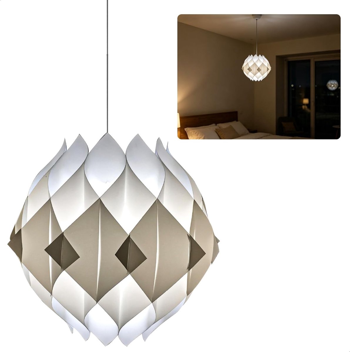 Lampenkappen, plafondlamp met opvouwbaar design, van kunststof, papieren lamp voor warm en zacht licht, decoratieve papieren lantaarns, perfect voor de woonkamer