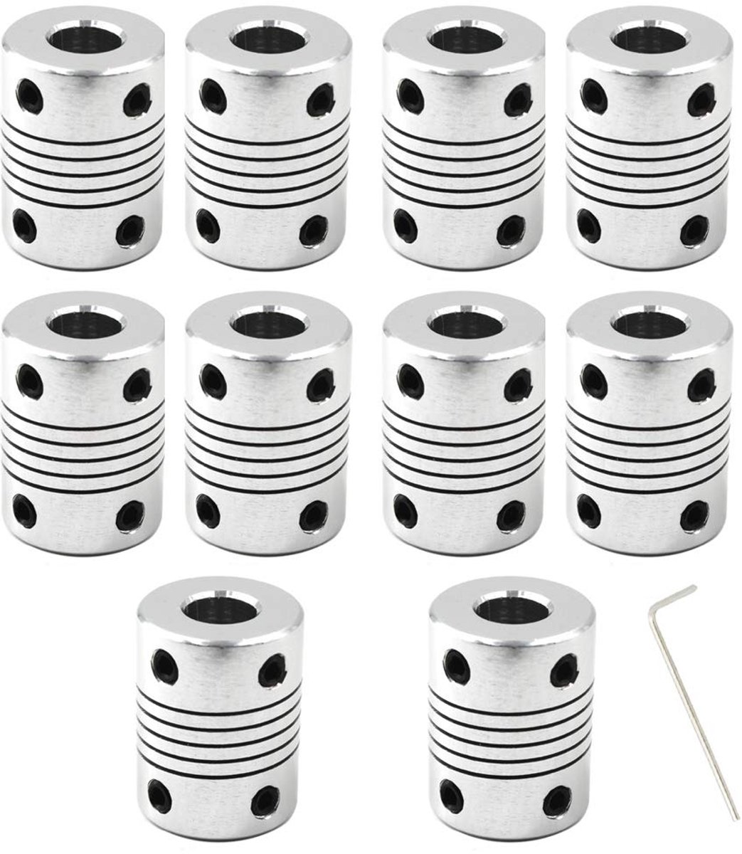 Koppeling Flexibele Koppeling 6mm tot 8mm As Koppeling voor 3D Printer en CNC Machine-Lengte 25mm Diameter 19mm 10PCS
