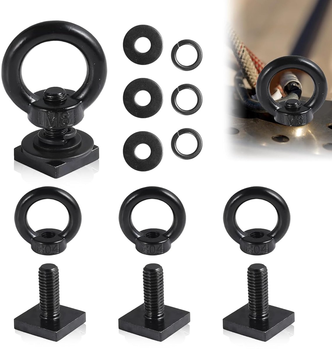Track Mount Tie Down anker voor dakbagagedrager, hoogwaardige ringbouten van roestvrij staal, M8 ring gevormd oog schroef T-bout oog moer tie down ringen voor touwen haken