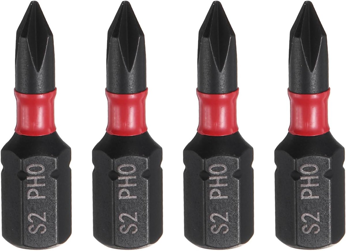4 stuks PH0 Phillips schroevendraaierbit 1/4" zeskantschacht 25 mm/1 inch lengte magnetische kruiskop Hex Bits S2 staal schroevendraaierbit industrie elektrische schroevendraaier boorbits