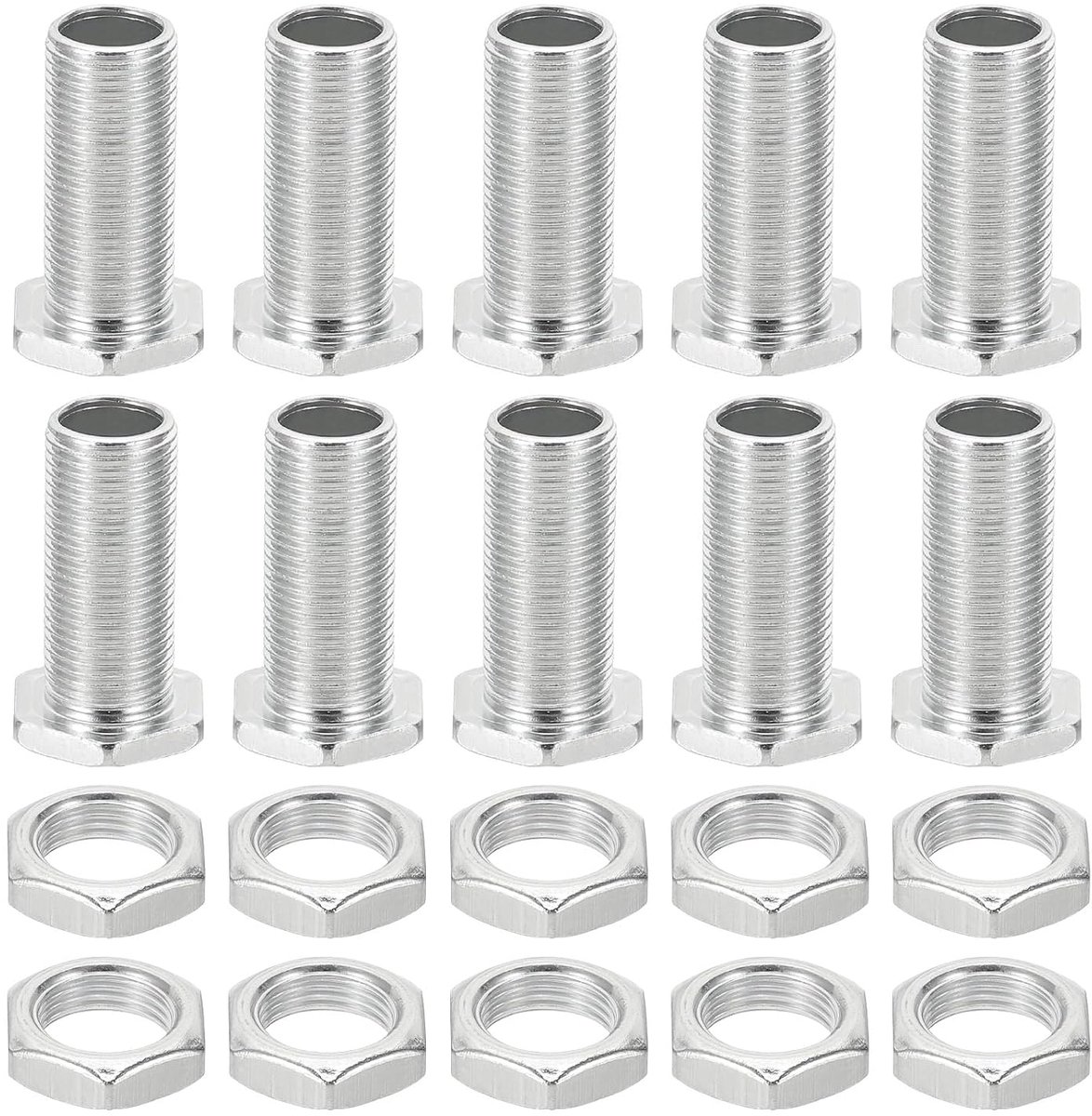 Set zeskantschroeven M12 x 30 mm en moeren, 10 sets holle schroeven met fijne schroefdraad assortiment zeskantschroef door gatbevestiging kroonluchter vasteners