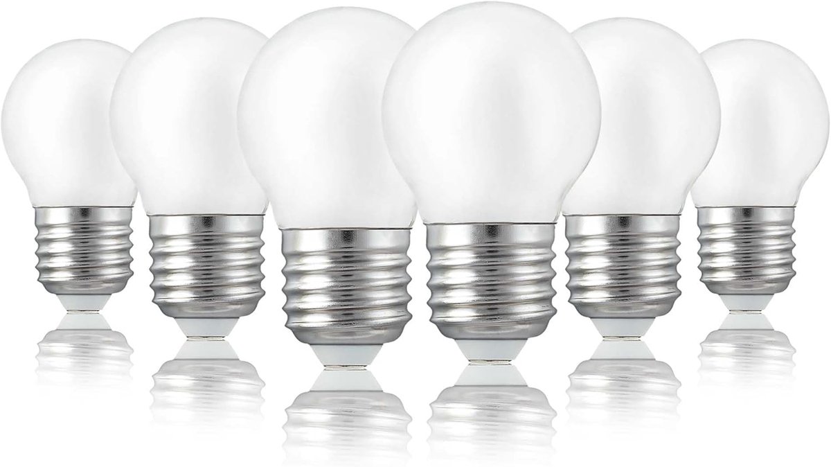 Set van 6 LED-lampen van 2,2 W met E27-fitting, warm wit licht, vervangt een E27-lamp van 25 watt, G45 mat, 250 lumen, 2700 kelvin, druppelvormig 220834