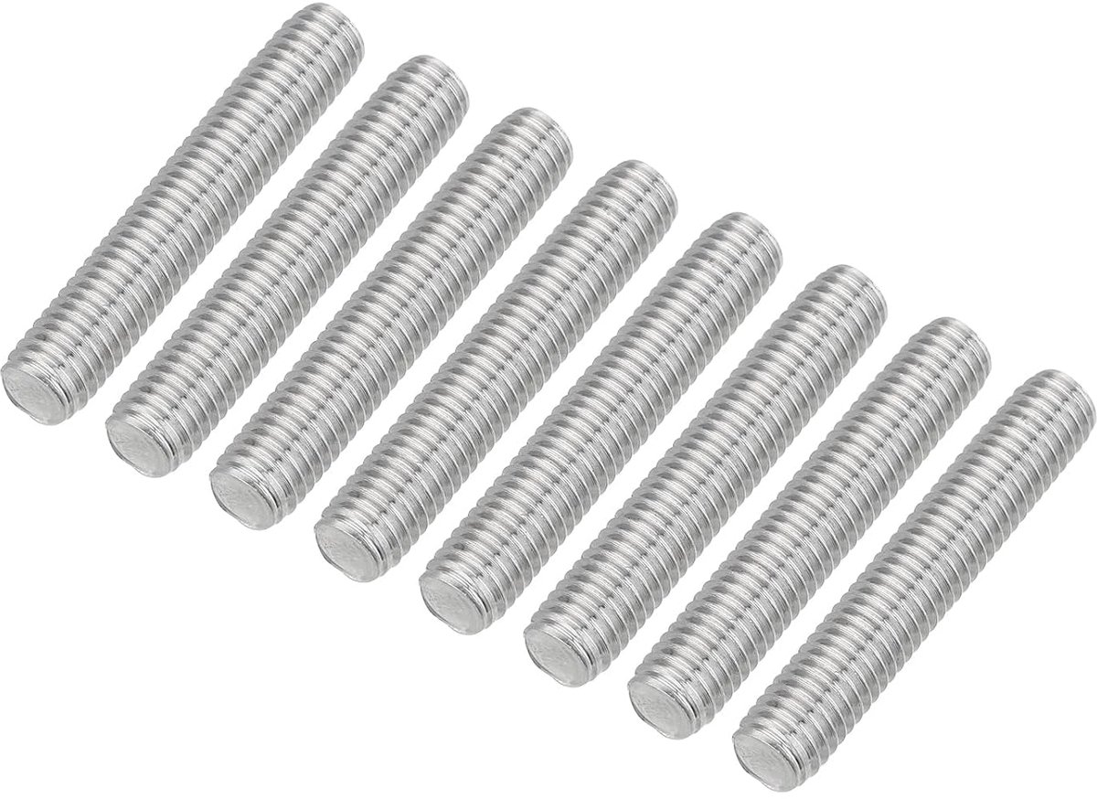 8 stuks draadstangen, M8 x 45 mm roestvrij staal, 304 klinknagels, stang met rechtse schroefdraad, M8-1,25 schroefdraadstang voor montage van meubels en machines
