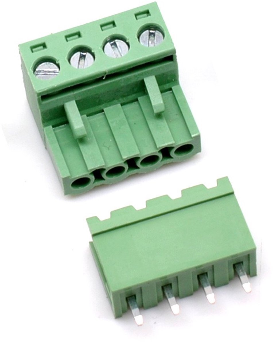 10 Sets 4-Pin Steekbare Schroefklem Connector 5,08 mm Pitch PCB Male Female 300V 15A