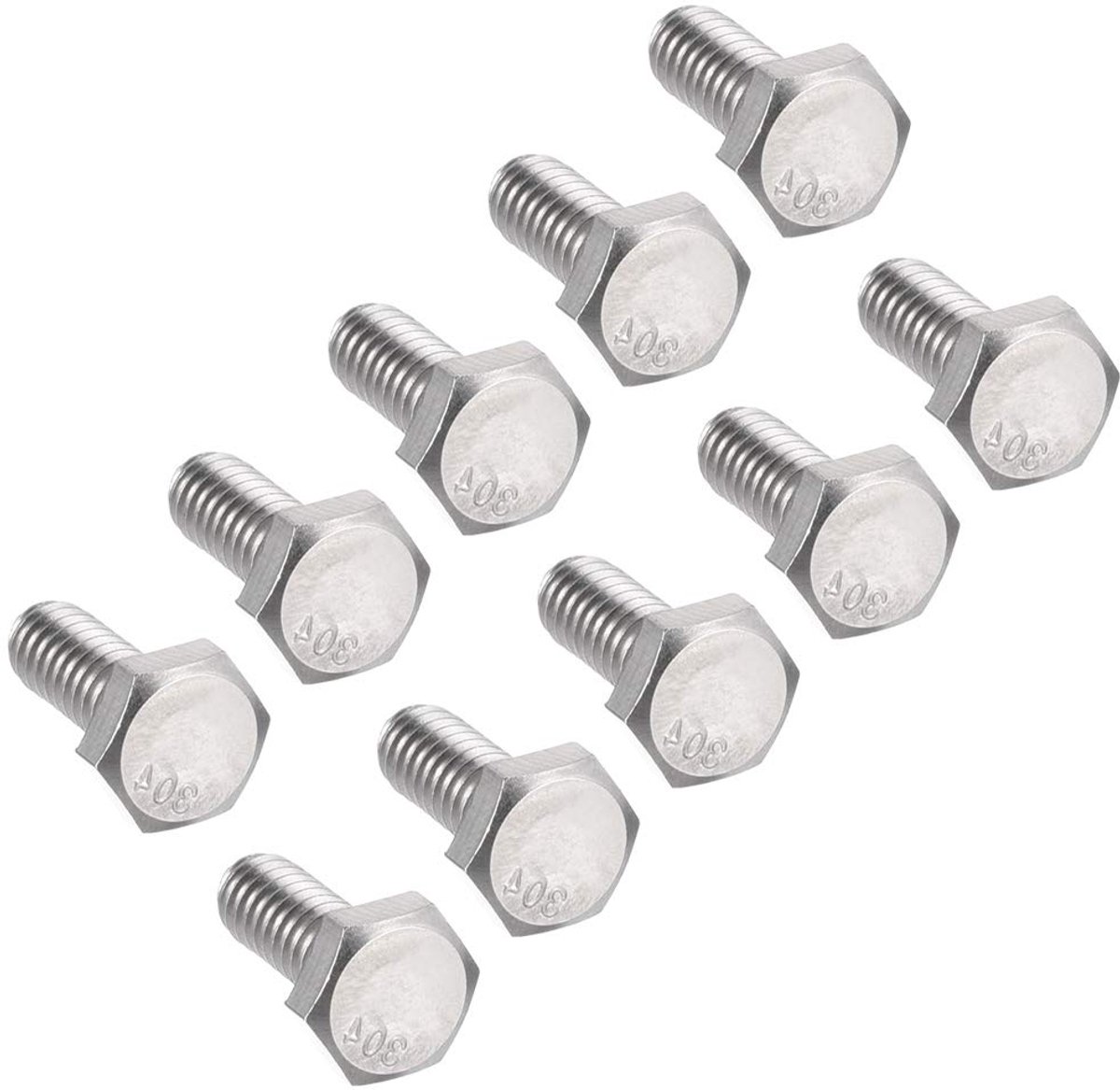 sourcing map 5 stuks zeskantschroeven draadbouten 68mm 1/4 inch 20 x 2-1/2 inch roestvrij staal 1/4" x 5/8"(D*L) 10pcs