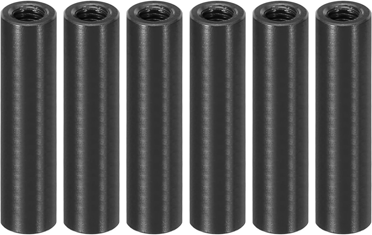 M3 aluminium afstandhouders, 6 stuks metalen afstandhouders aluminium 3 mm IDx5 mm OD x 22 mm L schroefdraad afstandhouder schroefstandaard zuilbout vrouwelijk rond, zwart