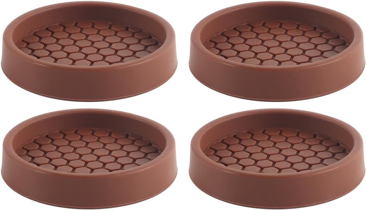 4 stuks rubberen meubelpads, diameter 50 mm, ronde antislip meubelonderzetters voor bed, kast, bank, stoel, tafel, piano, vloerbeschermers (bruin)