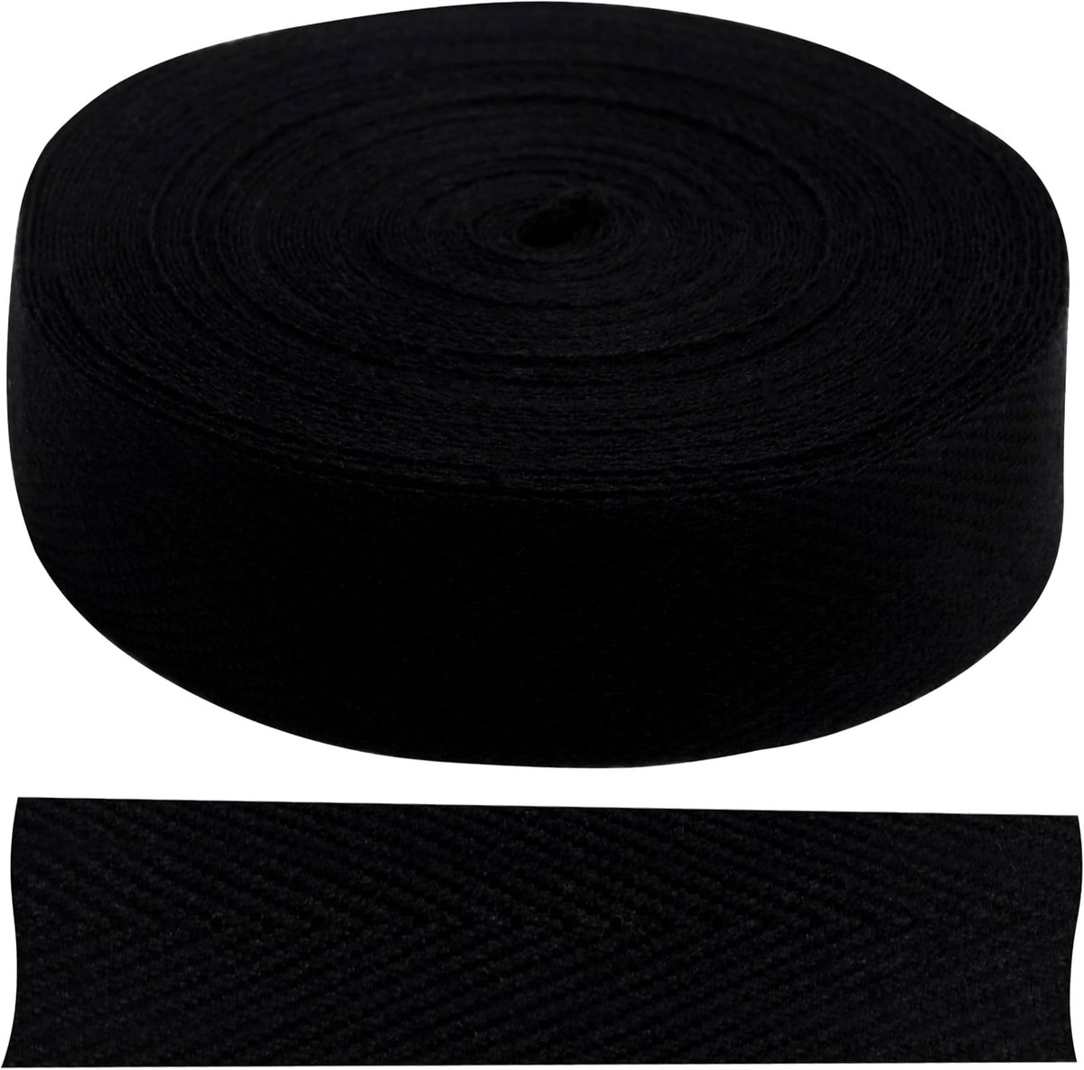 - C77638 - keperband met visgraatpatroon, 9 meter x 15 mm - van katoen en polyester - kleur zwart