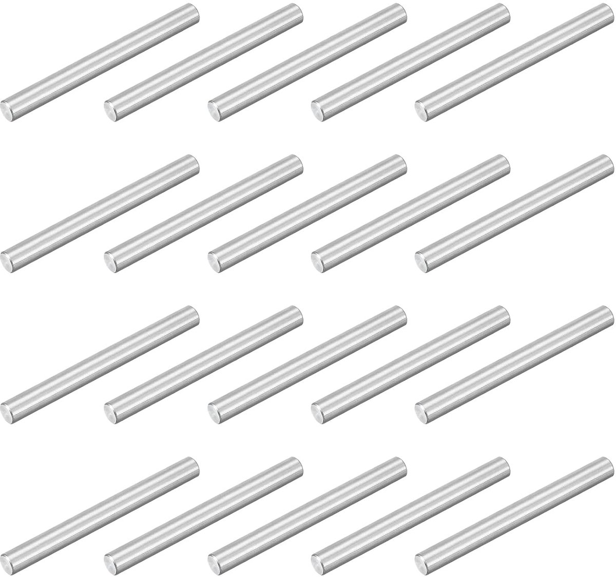 60 stuks cilindrische stekkers M4 x 40 mm van roestvrij staal 304, steunpen voor planken met parallelle pennen voor mechanische installaties, industrie, meubels, kleur zilver