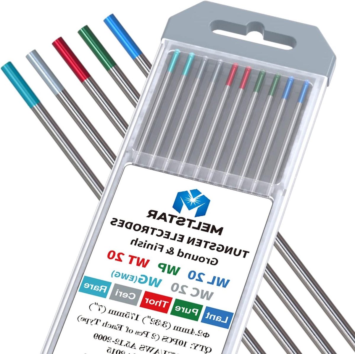Wolfraam Elektroden Set - TIG Lassen Elektroden - Metaal Lassen - Stralingsvrij en Geoptimaliseerd - Ø 2.4 x 175 mm