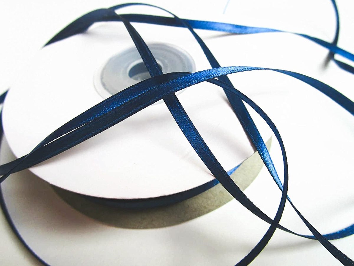 Lint 3mm lint, geschenklint, decoratief lint, satijn bruiloft, Kerstmis (nachtblauw, 100m 3mm)