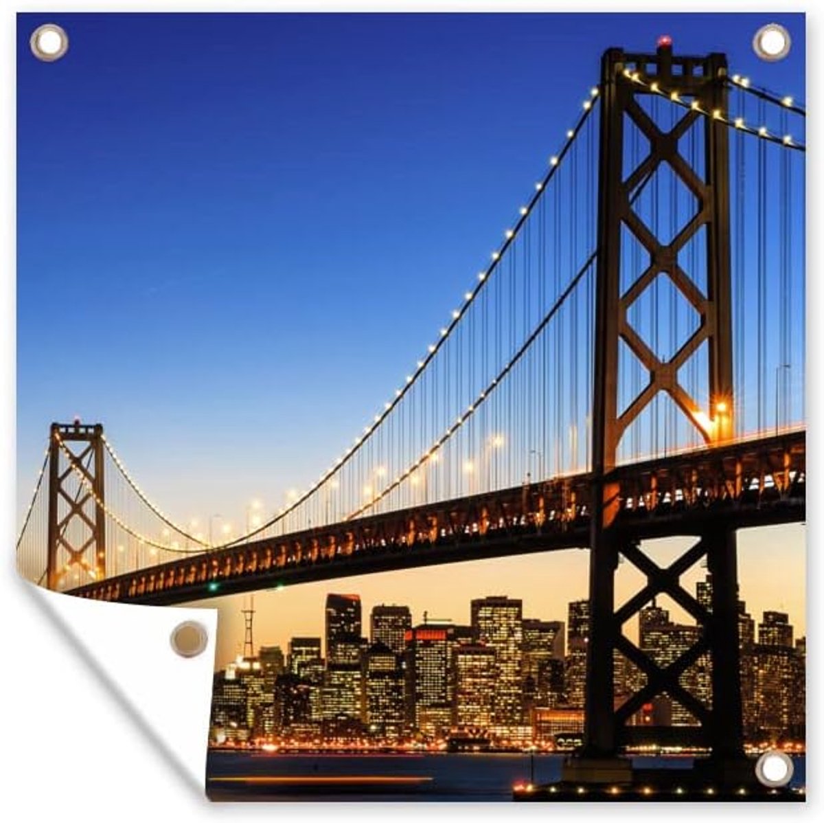 Tuinposter - 200x200 cm - Brug - San Francisco - Skyline