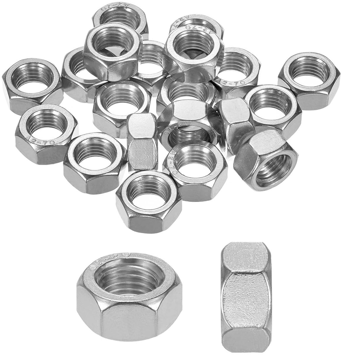 METERXITY Set van 20 metrische zeskantmoeren, M16 x 2 mm, schroefdraad, roestvrij staal, zeskantmoeren, metrische moeren voor machine/auto/reparatie/industrie