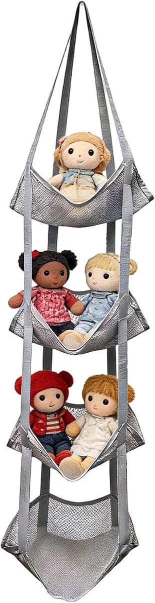 Opbergnet voor knuffels - Snackmand organizer - Speelgoed opbergen - 4-laags hangend ontwerp - 110 cm lengte - Niet gespecificeerd