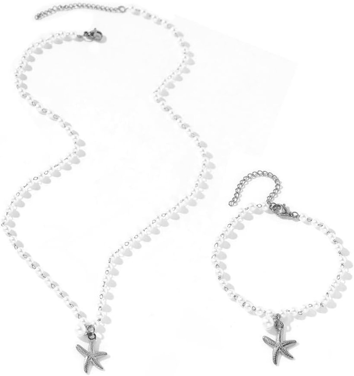 Parels sieradenset halsketting armband roestvrij staal hanger maritiem zomer dames accessoires zee sieraden strand schelp