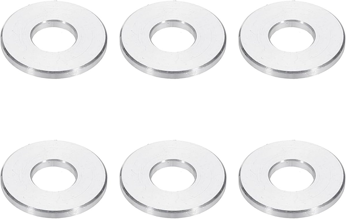 M6 Aluminium Spacers, 6 Stks Metalen Spacers Aluminium 6.2mm ID x 15mm OD x 1.5mm L Aluminium Spacer Schroef Standoff Ronde voor 1/4 of M6 Schroefbouten