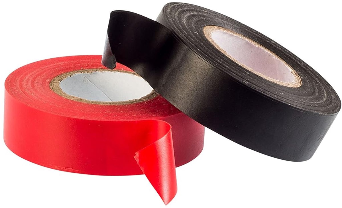 Zwart en rood PVC elektrische isolatieband - 20m x 19mm - Premium Twin Pack - 2 rollen van hoge kwaliteit tape